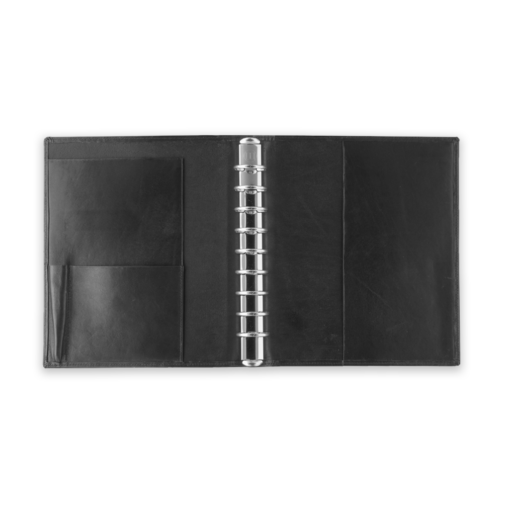 Ringbuch Rindnappa-Leder schwarz Innenansicht Ringbuch Rindnappa-Leder schwarz Innenansicht