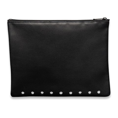 Reißverschlusstasche Rindnappa Leder schwarz handgefertigt