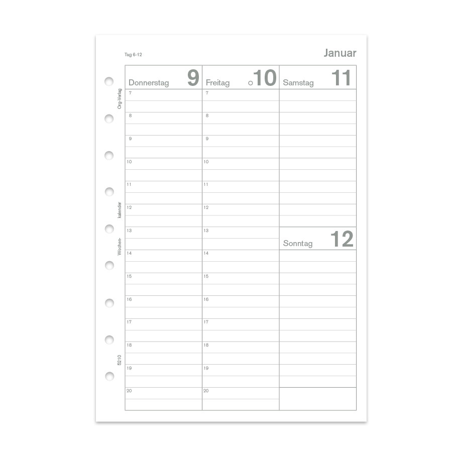Wochenkalender mit Stundenleiste pro Woche 2 Seiten mit und ohne Perforation für Junior und DIN A5  Wochenkalender mit Stundenleiste pro Woche 2 Seiten mit und ohne Perforation für Junior und DIN A5