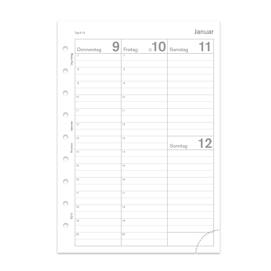 Wochenkalender mit Stundenleiste pro Woche 2 Seiten mit oder ohne Perforation Junior DIN A5  Wochenkalender mit Stundenleiste pro Woche 2 Seiten mit oder ohne Perforation Junior DIN A5