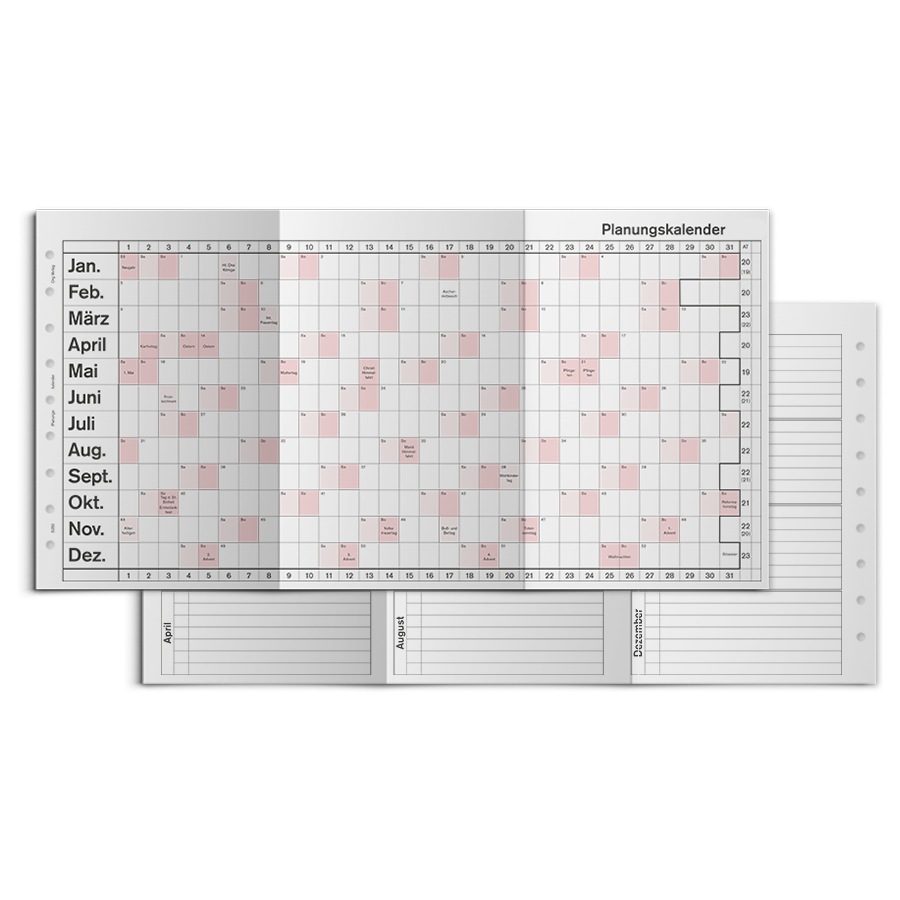 Art.-Nr.250 verschiedene Größen Planungskalender gefalzt zweifarbig  Art.-Nr.250 verschiedene Größen Planungskalender gefalzt zweifarbig