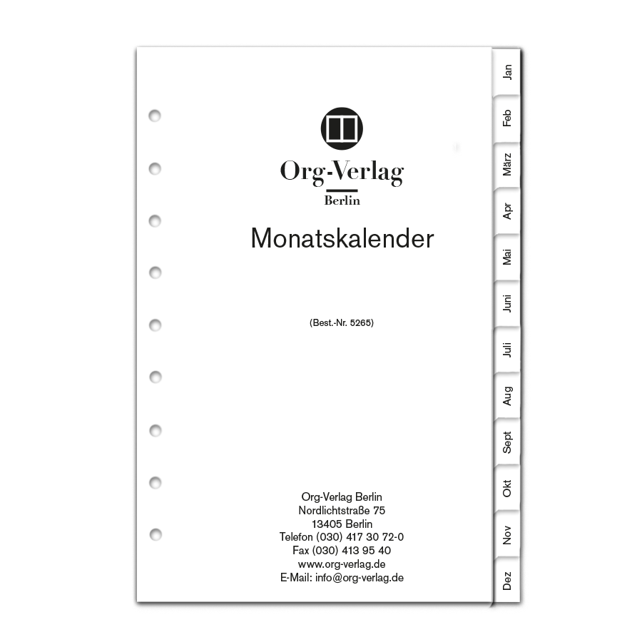 Monatskalender 2 Seiten pro Monat mit Monatsgriffleiste Piccolo Junior A5 Monatskalender 2 Seiten pro Monat mit Monatsgriffleiste Piccolo Junior A5