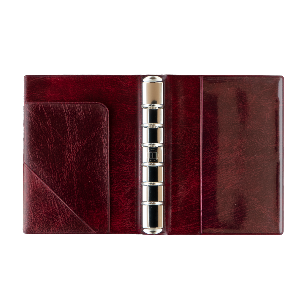 Ringbuch aus Kunststoff bordeaux offen Ringbuch aus Kunststoff bordeaux offen