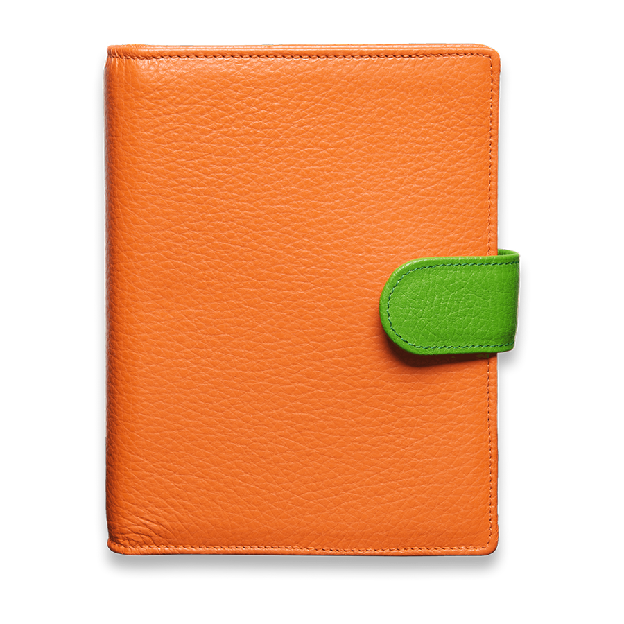 Das Bunte Ringbuch in Orange mit grüner Lasche