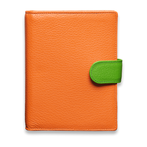 Das Bunte Ringbuch in Orange mit grüner Lasche Das Bunte Ringbuch in Orange mit grüner Lasche