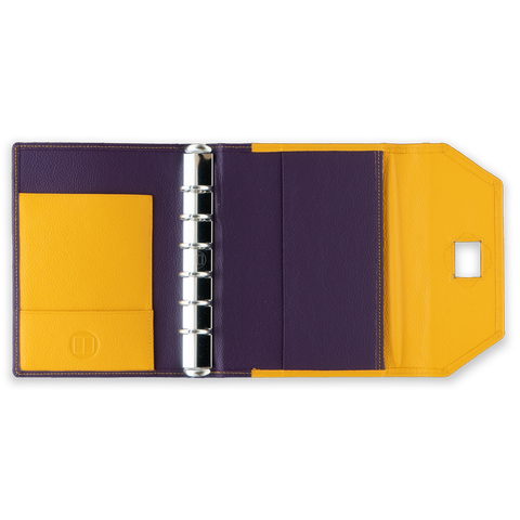 Stilvolles Ringbuch in verschiedenen Farbkombinationen Diplomat Kugelschreiber lila gelb Innenansicht