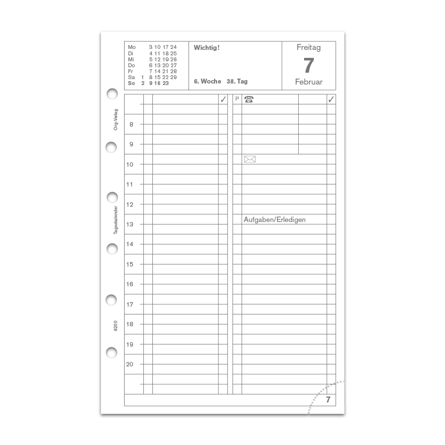 Tageskalender pro Tag 1 Seite Tageskalender pro Tag 1 Seite