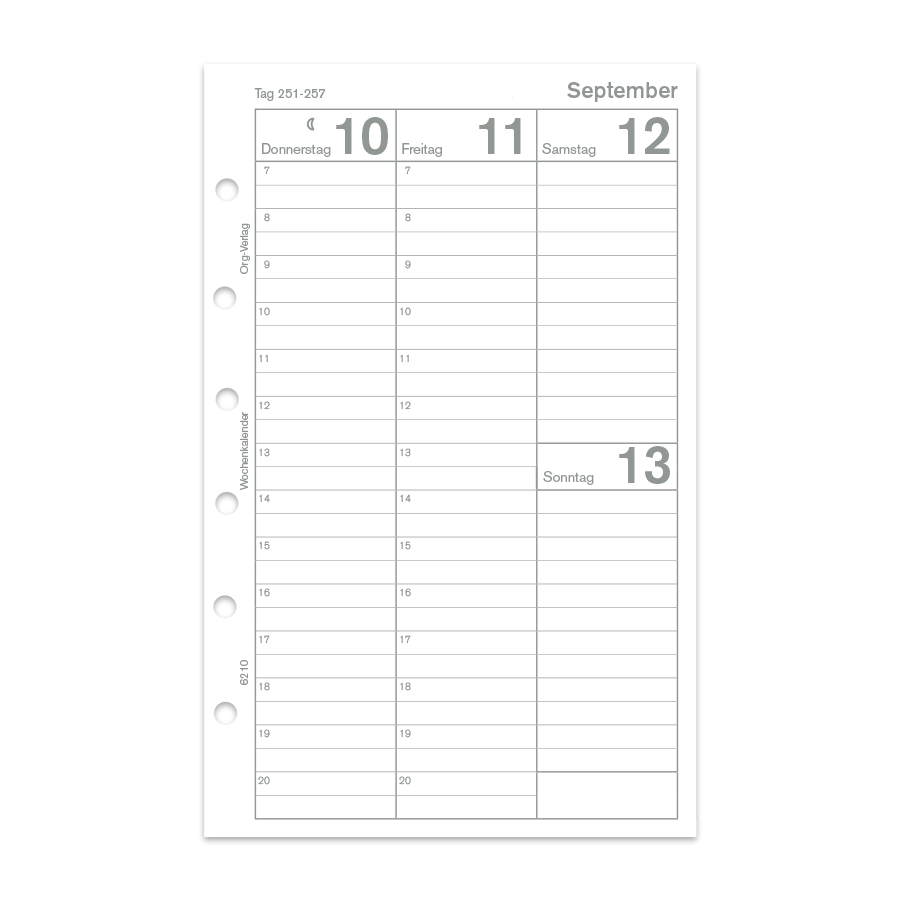 Wochenkalender mit Stundenleiste pro Woche 2 Seiten Junior DIN A5 mit und ohne Perforation Wochenkalender mit Stundenleiste pro Woche 2 Seiten Junior DIN A5 mit und ohne Perforation