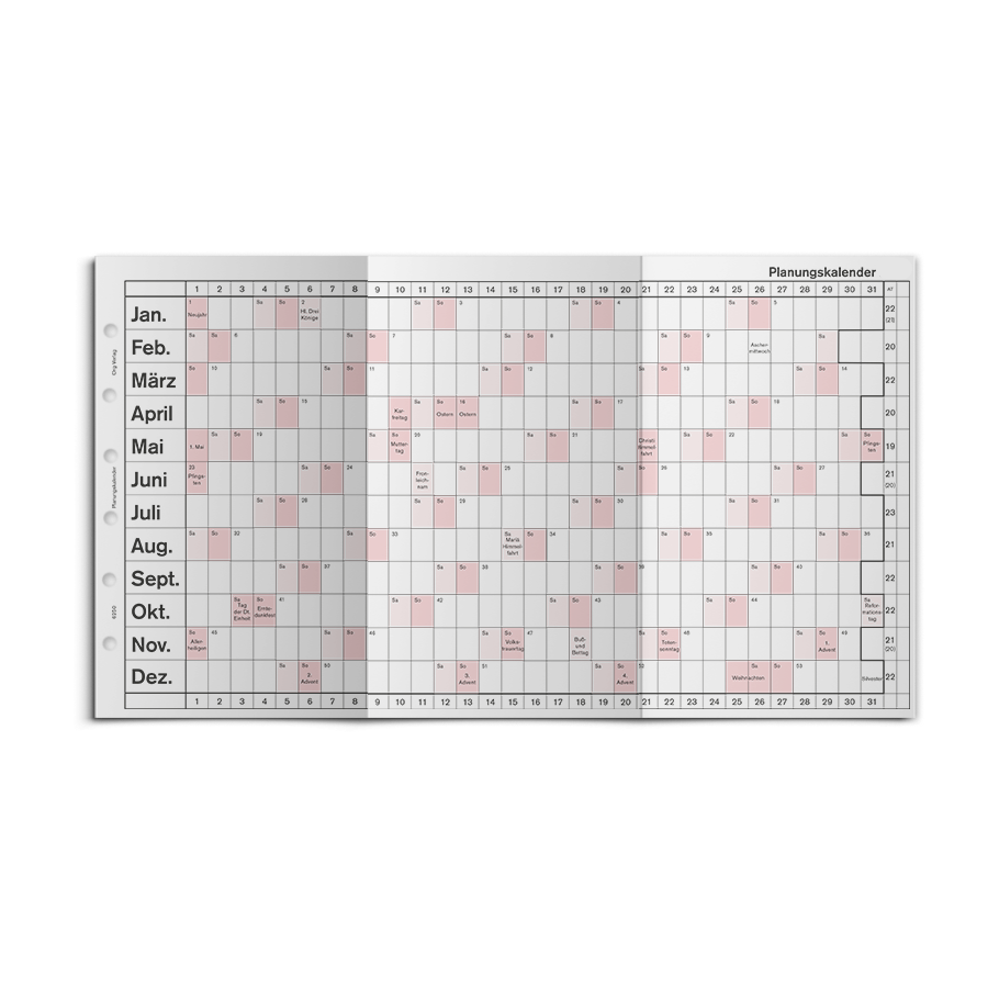Planungskalender, gefalzt, zweifarbig Piccolo Junior DIN A5 Planungskalender, gefalzt, zweifarbig Piccolo Junior DIN A5