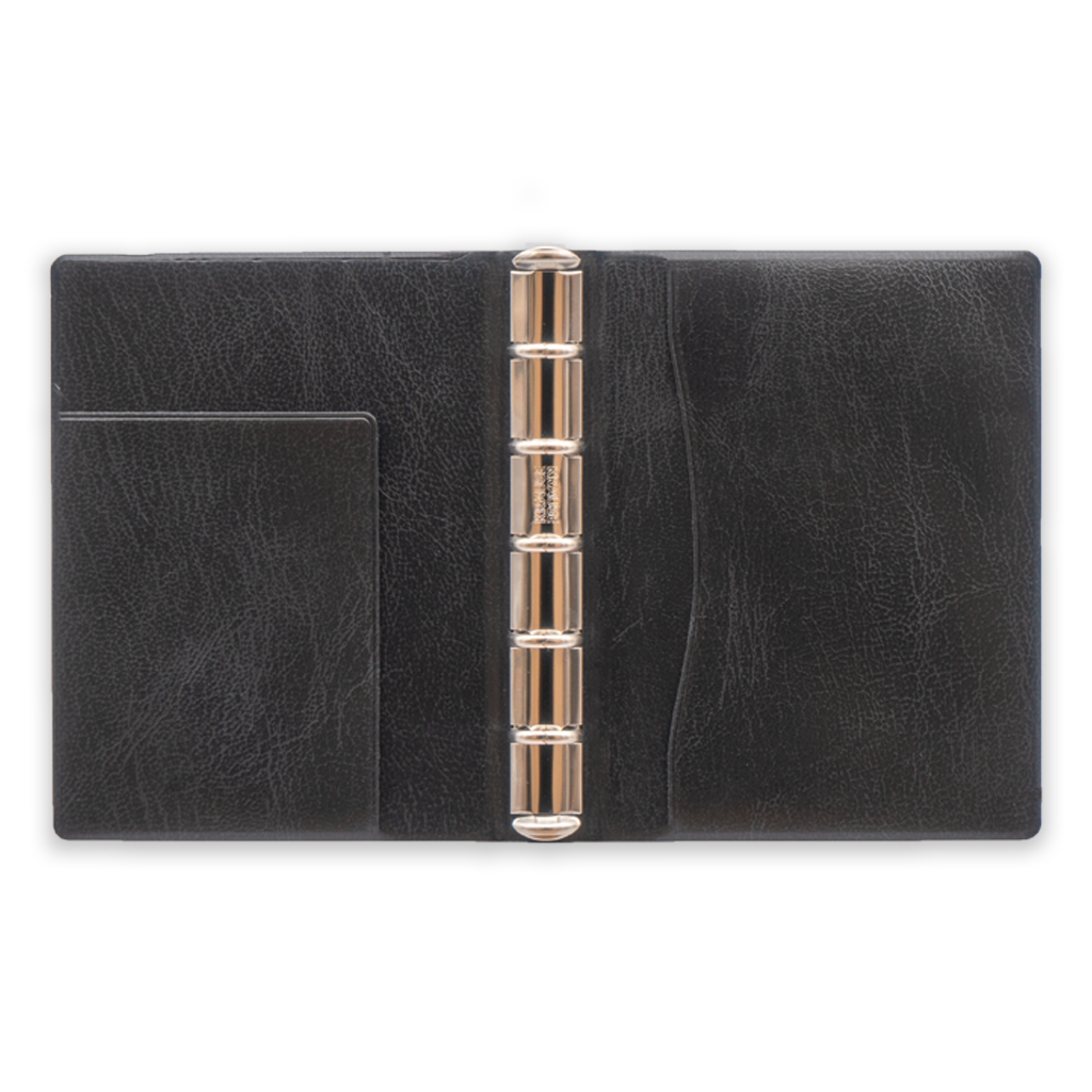 Ringbuch aus Kunststoff offen schwarz  Ringbuch aus Kunststoff offen schwarz