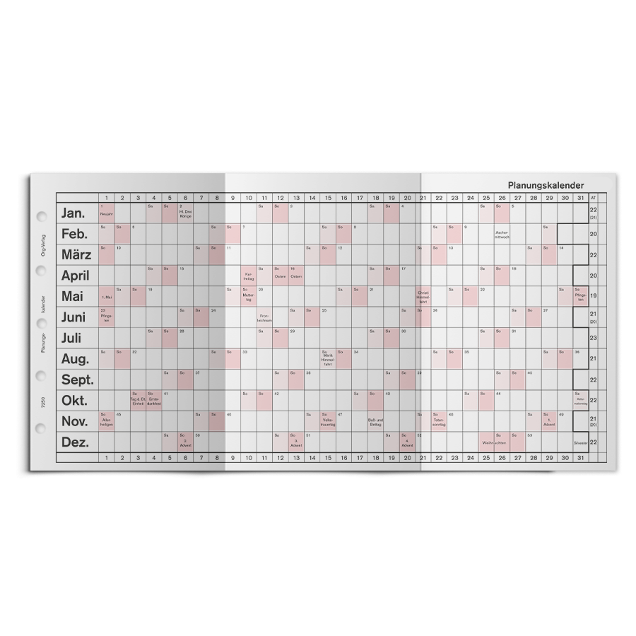 Art.-Nr.250 Piccolo Junior DIN A5 Planungskalender, gefalzt, zweifarbig  Art.-Nr.250 Piccolo Junior DIN A5 Planungskalender, gefalzt, zweifarbig