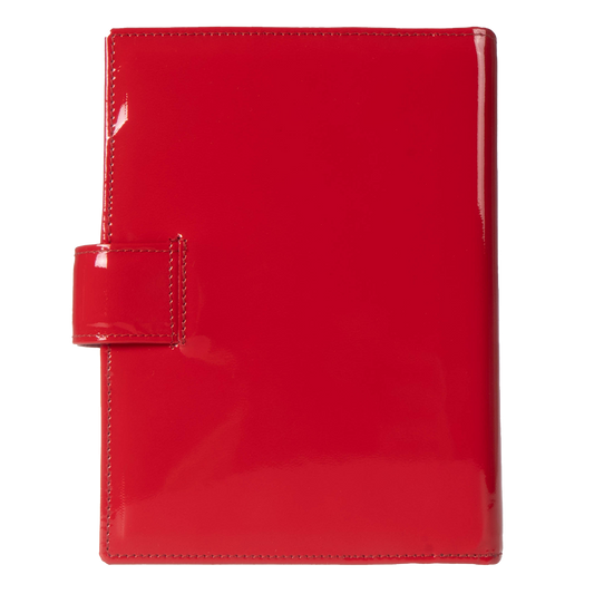 Ringbuch aus Lackleder, rot (mit gleichfarbigem Druckknopfverschluss)