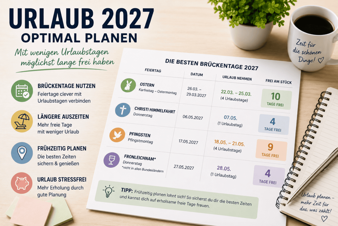 Urlaub 2027 optimal planen: Mit wenigen Urlaubstagen möglichst lange frei haben - ORG-Verlag Berlin
