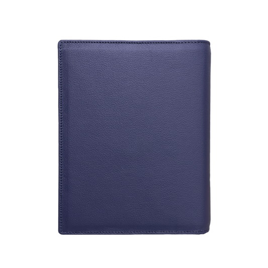 Ringbuch Unicolor aus Rindleder in blau