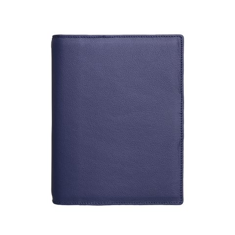 Ringbuch Unicolor aus Rindleder in blau