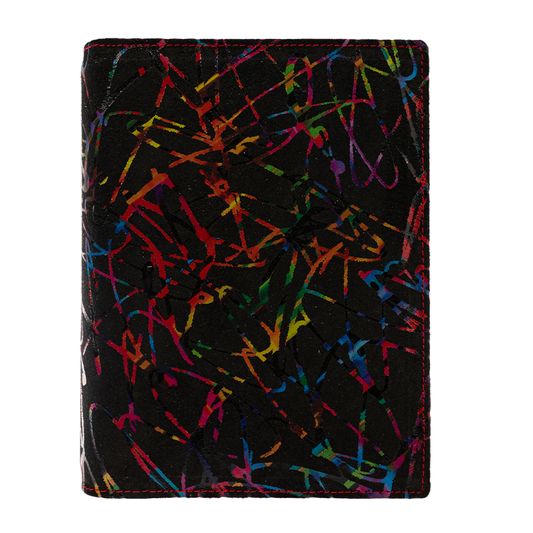 „Artist“ Ringbuch aus bedrucktem Velourleder schwarz
