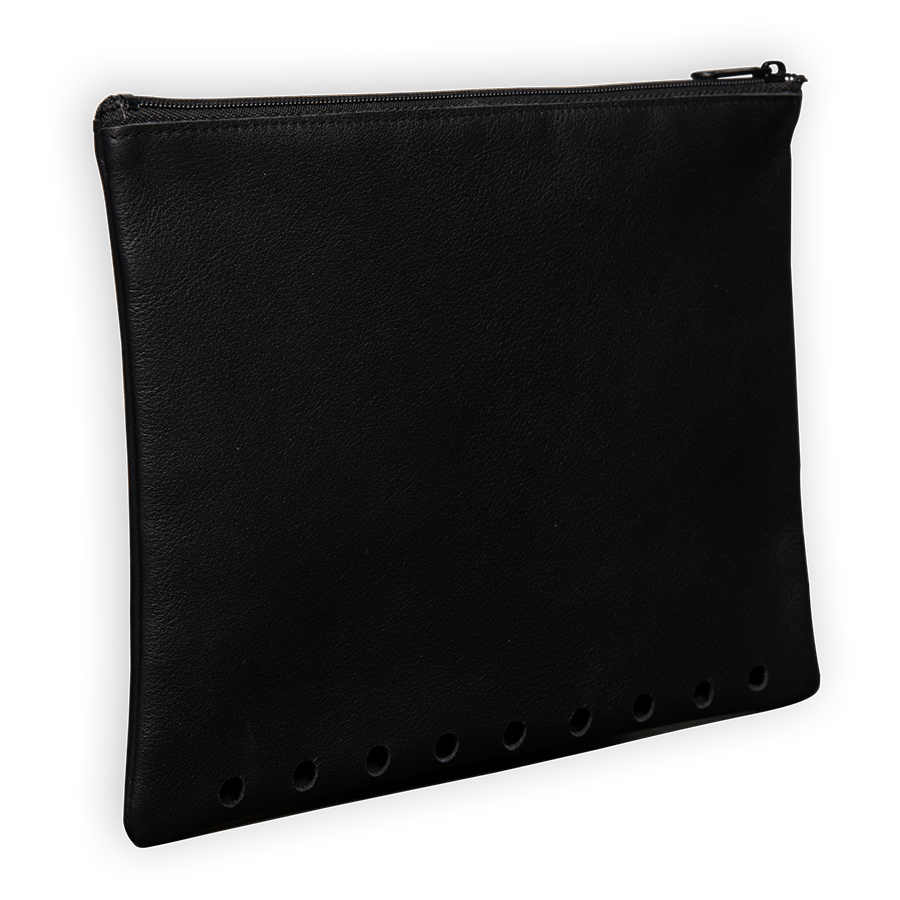 Reißverschlusstasche Rindnappa Leder schwarz Handarbeit