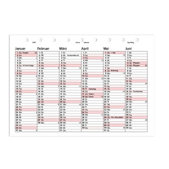 Jahreskalender, 2 Seiten pro Jahr