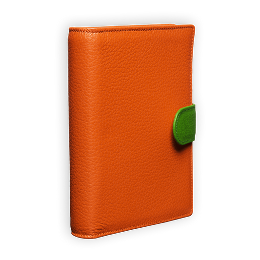 Das Bunte Ringbuch Orange mit grüner Lasche  