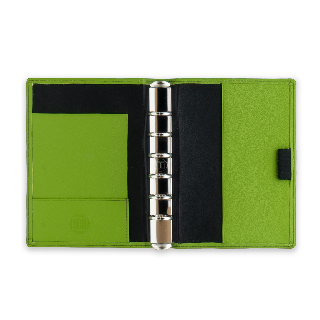 Ringbuch Unicolor aus Rindleder grün Inhalt