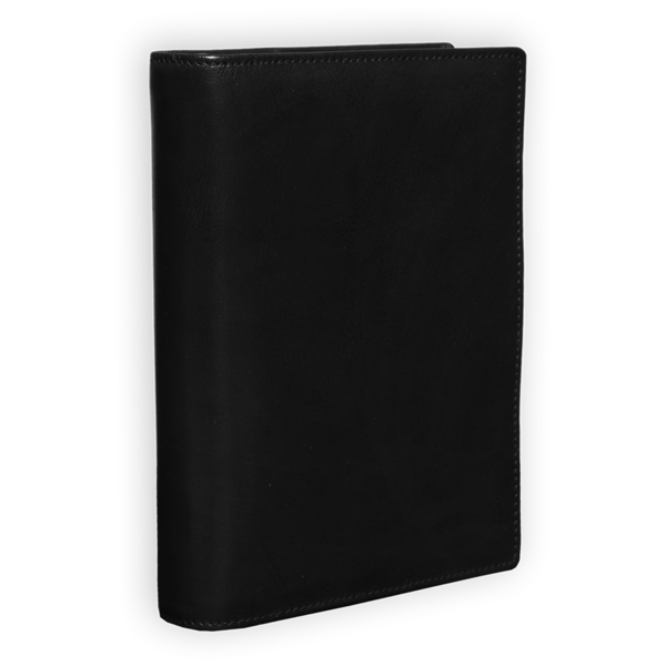 Handgefertigtes Ringbuch aus Arizona-Rindleder in schwarz