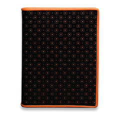 Handgemachtes dot. Designbuch perforiertes schwarzes Arizona-Rindleder in orange