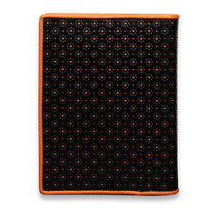 Handgemachtes dot. Designbuch perforiertes schwarzes Arizona-Rindleder orange