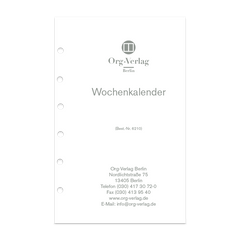 Wochenkalender mit Stundenleiste pro Woche 2 Seiten mit und ohne Perforation Junior DIN A5 Org Verlag