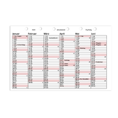 Jahreskalender 2 Seiten pro Jahr aus Karton Piccolo Junior DIN A5 Feiertage