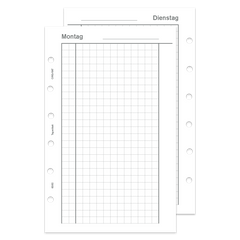 Tagesblatt kariert undatiert 1 Tag 2 Seiten 4 Wochen 32 Blatt