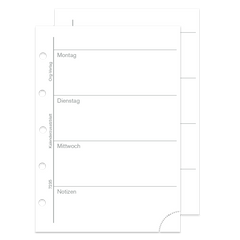 Wochenkalender Erweiterung pro Woche 2 Seiten mit und ohne Perforation Junior Piccolo Ringbuch