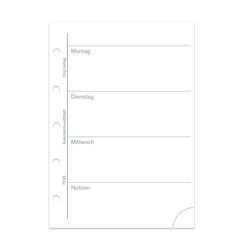 Wochenkalender Erweiterung pro Woche 2 Seiten mit und ohne Perforation Piccolo Junior 