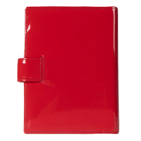 Ringbuch aus Lackleder, rot (mit gleichfarbigem Druckknopfverschluss)